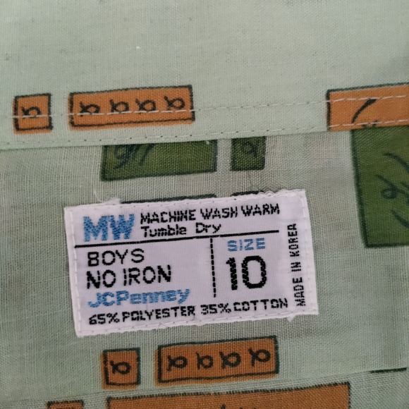 Vintage 70s Boys Long Sleeve Button Front Size 10 Jc Penny - Picture 3 of 6